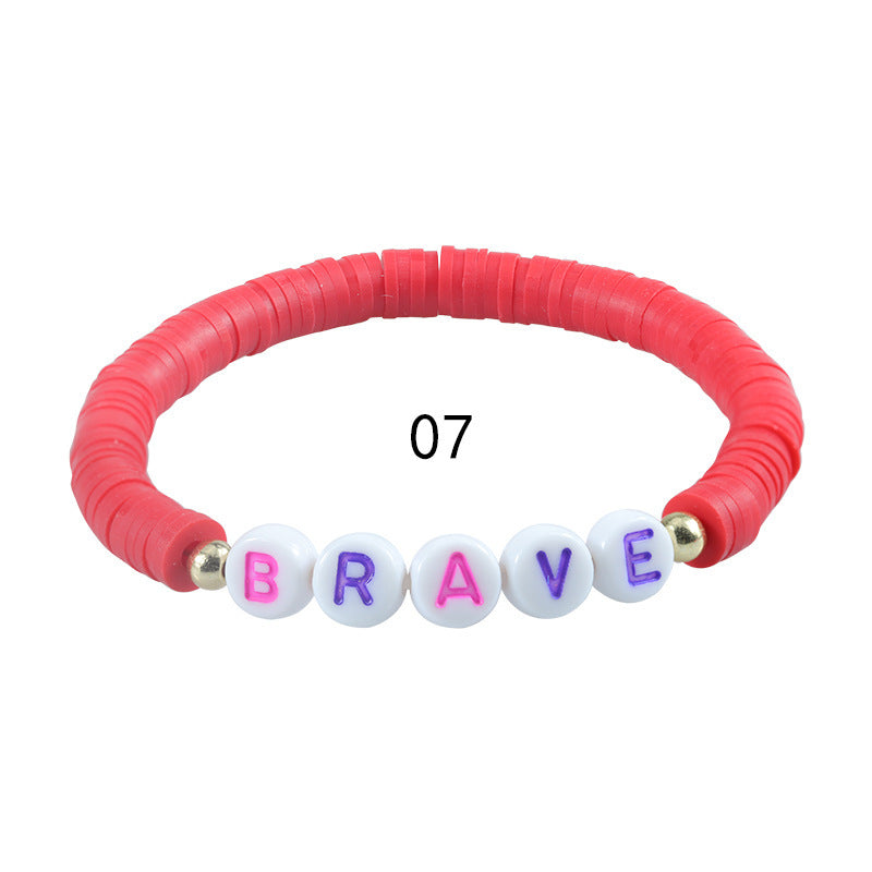 Sweet Letter Resin Beaded Stretch Bracelet Unisex