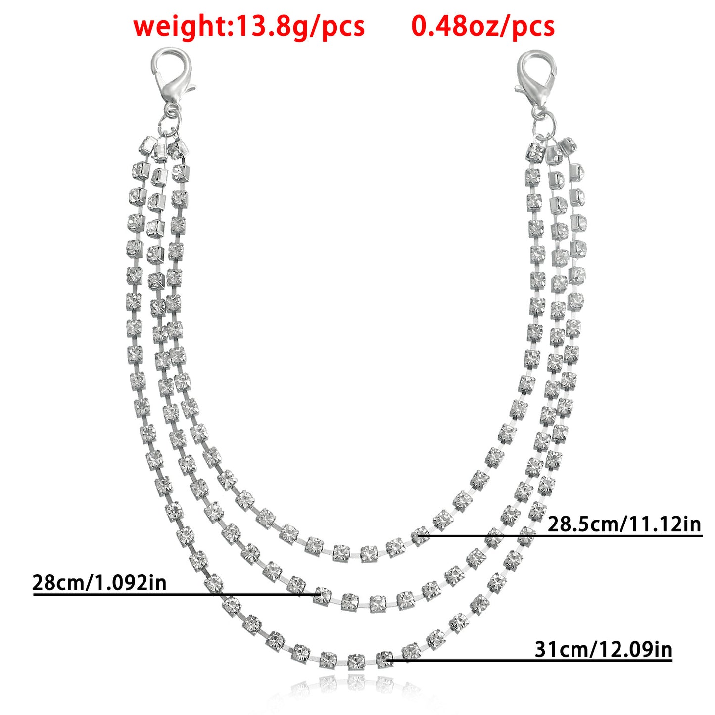 Geometric Alloy Anklet for Women with Claw-Set Rhinestone Accents Trendy Multi-Layer Foot Chain