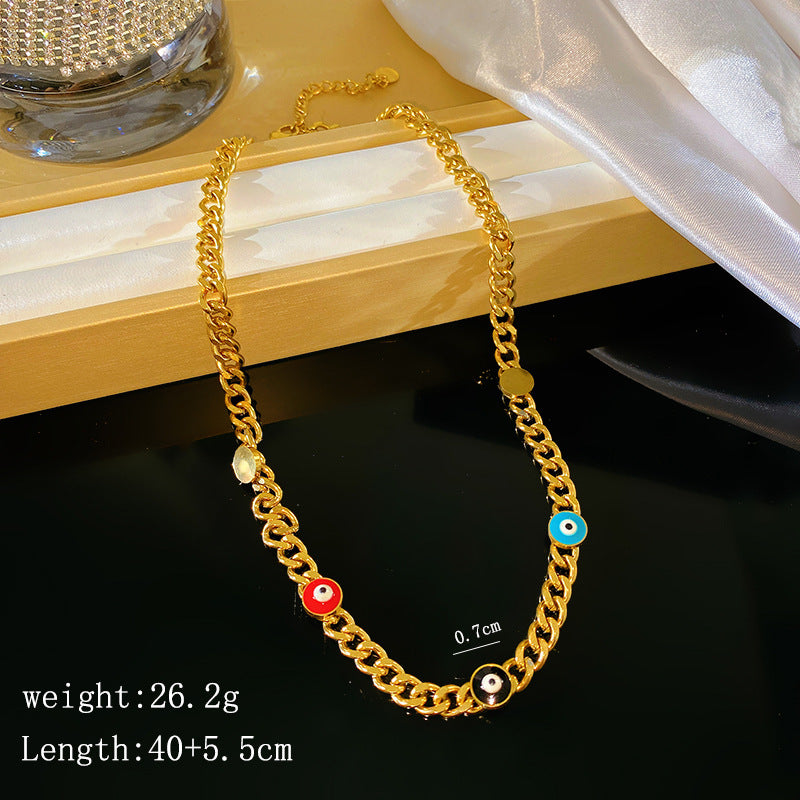 Luxury Cuban Link Chain Titanium Steel Star Necklace Plated Unisex Jewelry