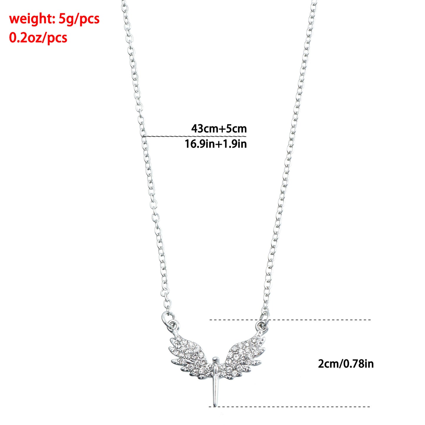 Minimalist Angel Wing Pendant Necklace in Alloy with Plated Finish for Women