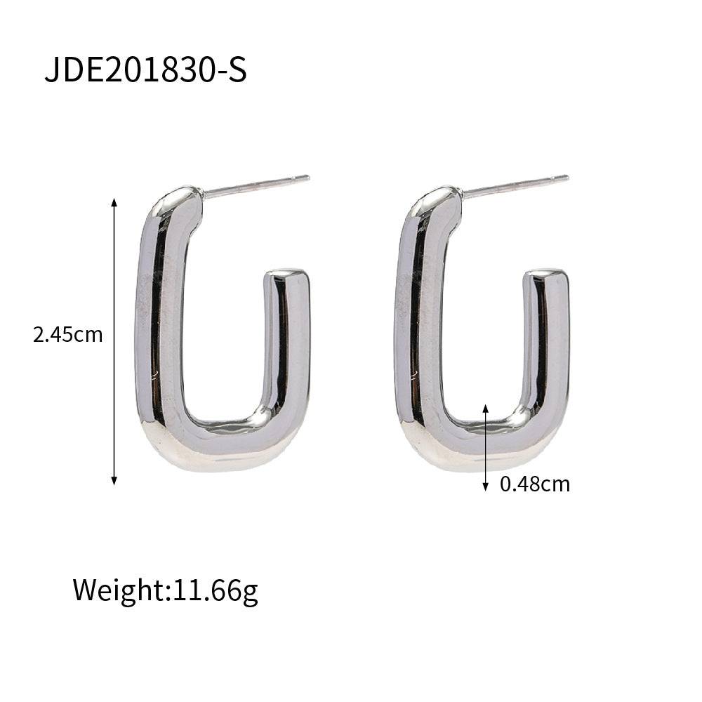 Orecchini a Cerchio da Donna in Acciaio Inossidabile Geometrici Minimalisti con Finitura Lucida e Design Vuoto