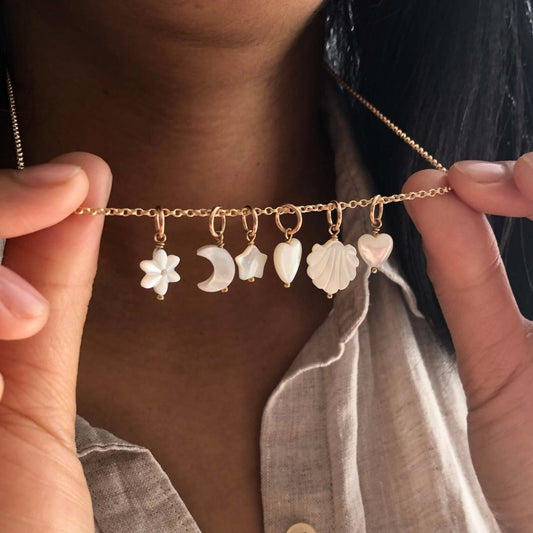 Vintage 18K Gold Plated Stainless Steel Heart Moon Star Geometric Necklace with Titanium Steel and Pearl Pendant