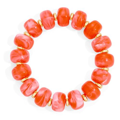 Bohemian Minimalist Geometric Round Resin Acrylic Beaded Bracelet for Women