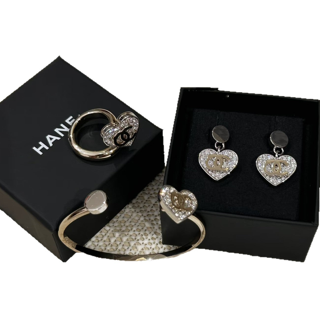 Luxury Heart Letter Cubic Zirconia Gold Plated Brass Earrings with 925 Sterling Silver Posts for Women