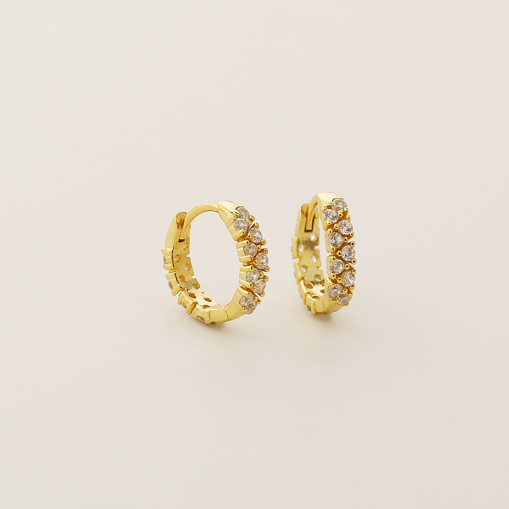 Pendientes de Tachuela Geométricos Minimalistas de Plata de Ley 925 con Baño para Mujer