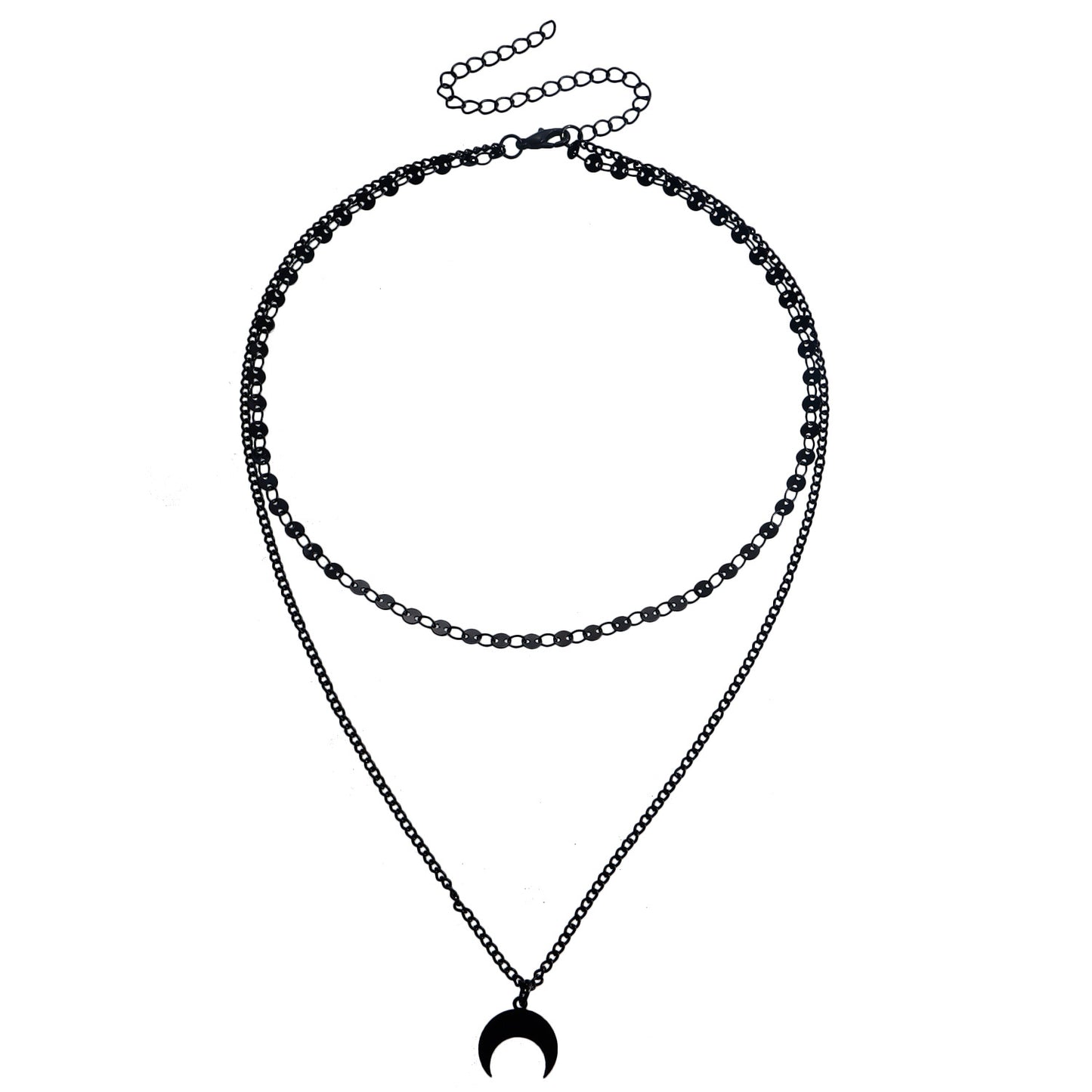 Collar Minimalista con Colgante de Luna en Aleación con Acabado Chapado para Mujer Cadena Doble para Clavícula