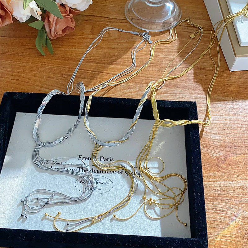Sporty Casual Gold Plated Titanium Steel Necklace for Unisex