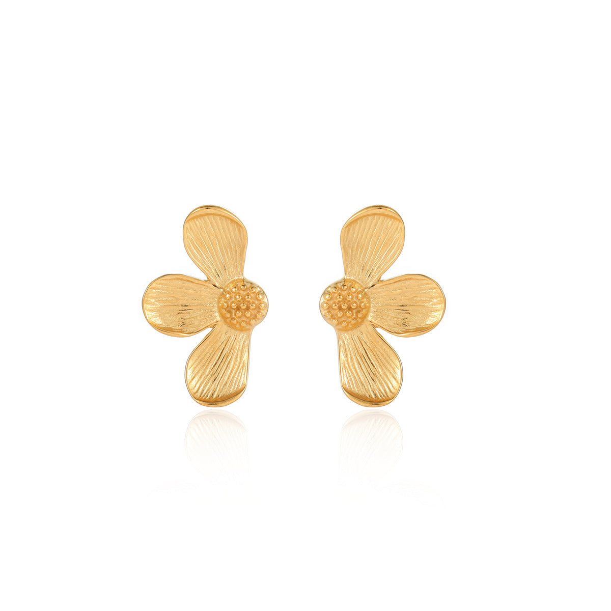 Orecchini a Petalo alla Moda Minimalisti in Acciaio al Titanio Placcati Oro 18K da Donna