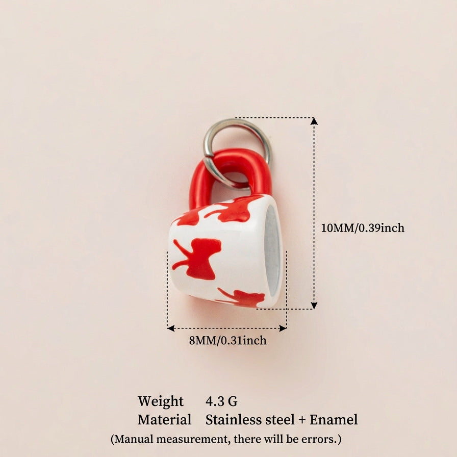 Vintage 18K Gold Plated Brass Heart Drip Oil Cartoon Charm Bar for Women