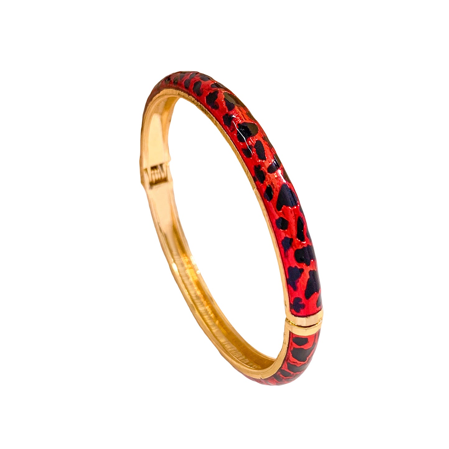 Minimalist Luxury Leopard Print Geometric Alloy Inlaid Rhinestone Open Cuff Bracelet