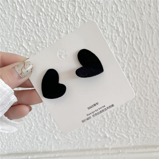 Orecchini in lega a forma di cuore, dolci e minimalisti, con perni in argento sterling 952
