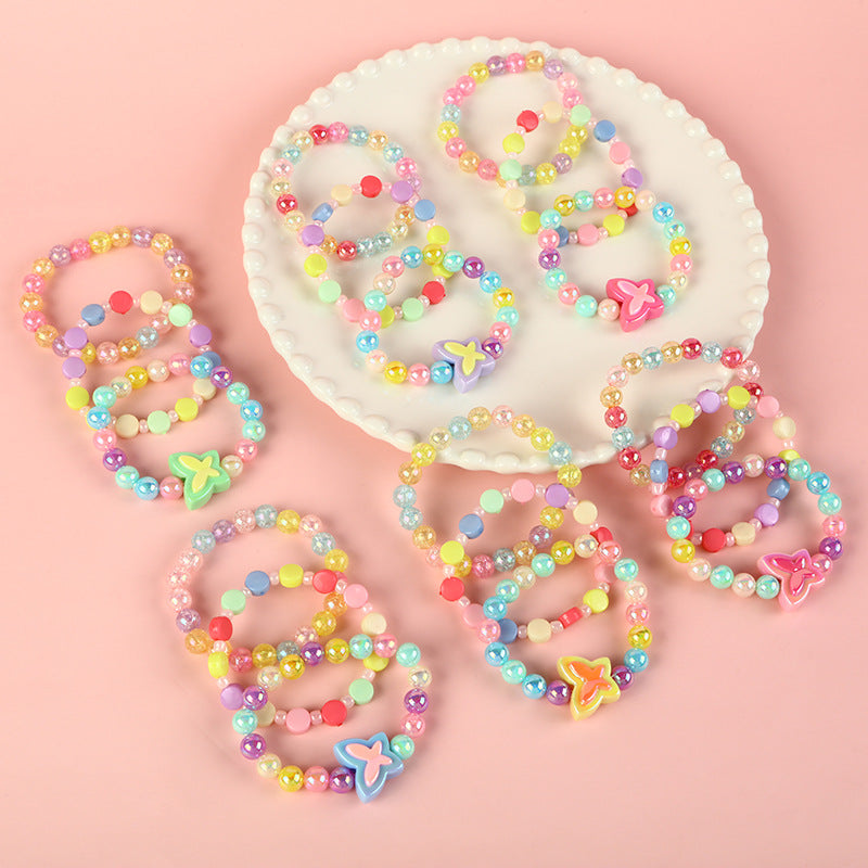 Sweet Pastel Butterfly Acrylic Bracelet for Girls, Cute Princess-Style Children's Hand Jewelry with Animal Shape Design