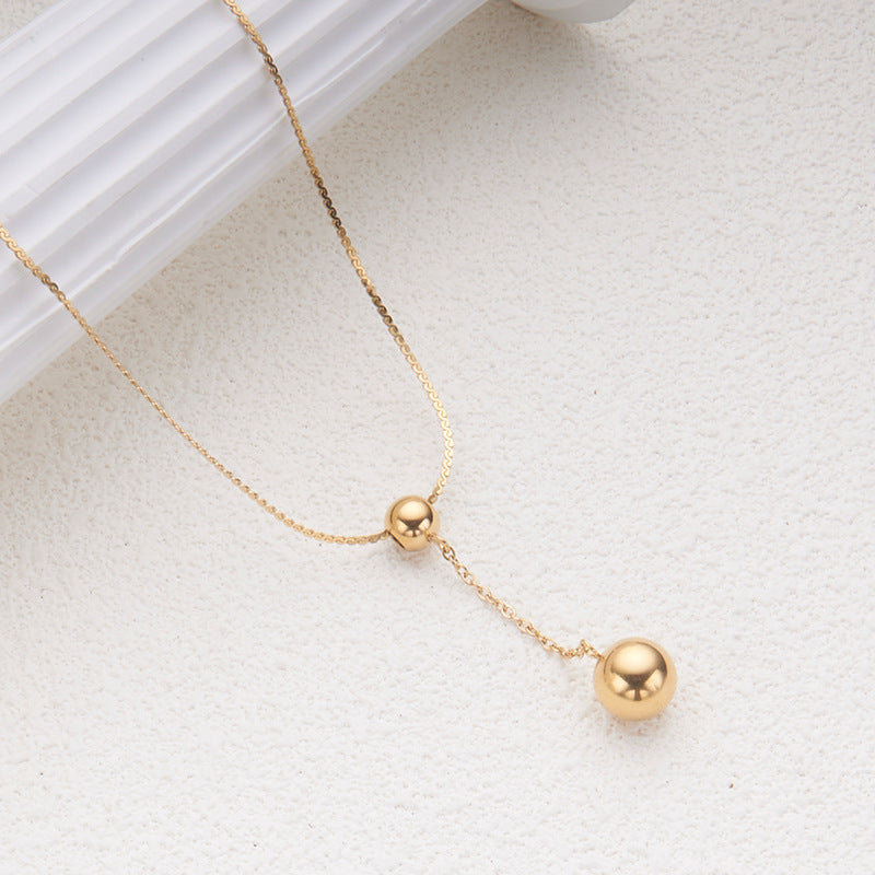 Minimalist Geometric Stainless Steel Necklace with Polished Finish and Delicate Fringe for Women