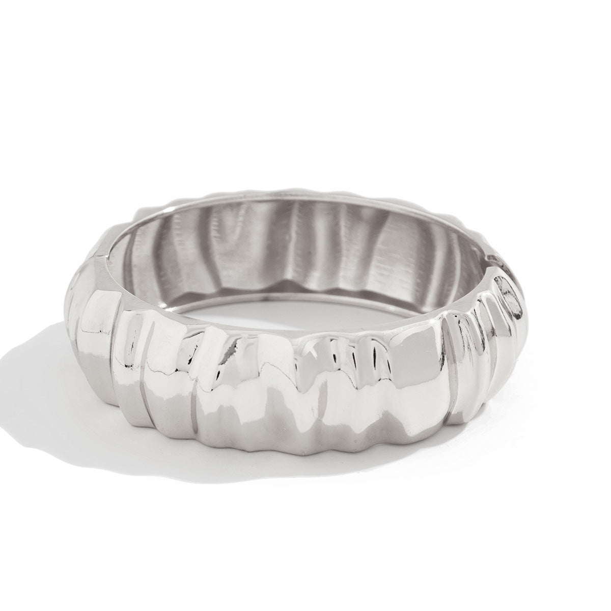 Irregular Geometric Alloy Plated Bracelet Set with Pearl Accents
