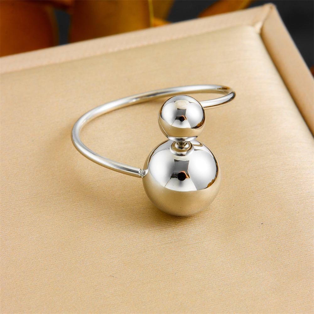 Minimalist Gold Plated Stainless Steel Round Geometric Adjustable Ring for Women