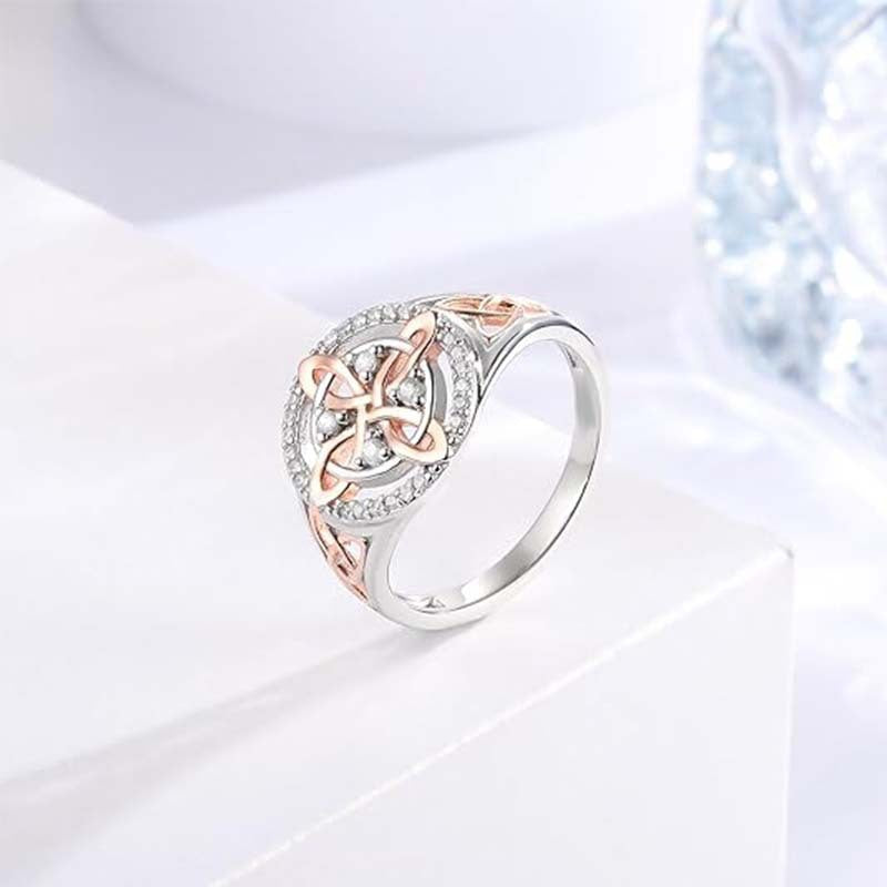 Anello Minimalista Bicolore con Zirconi in Lega di Zinco con Finitura Placcata da Donna