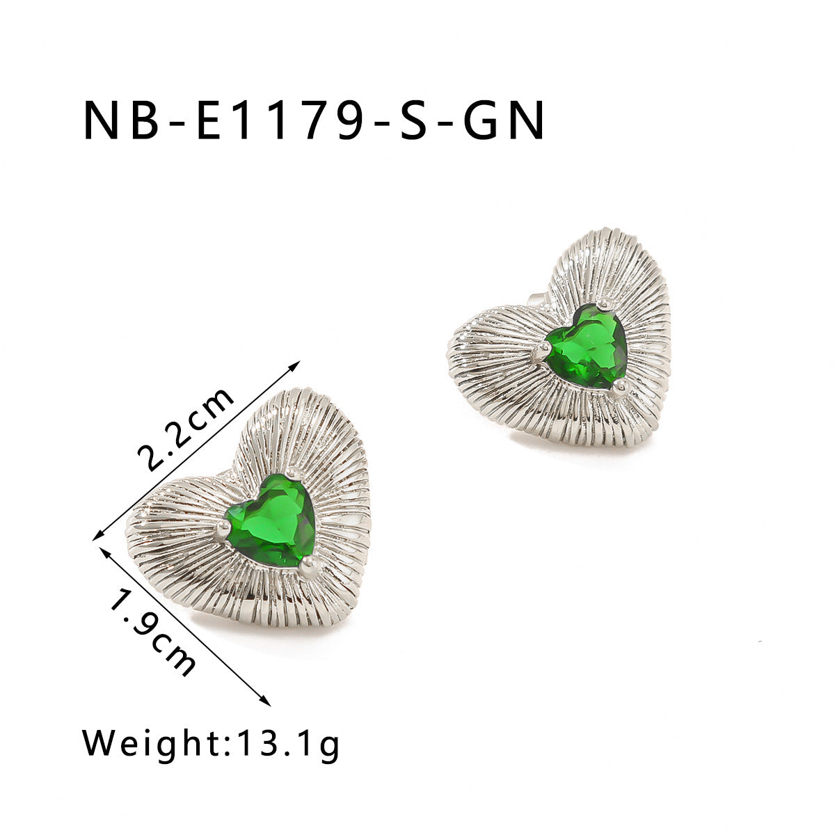 Minimalist Heart-Shaped Stainless Steel Stud Earrings with Rhinestone Inlay and 18K Gold Plating for Women