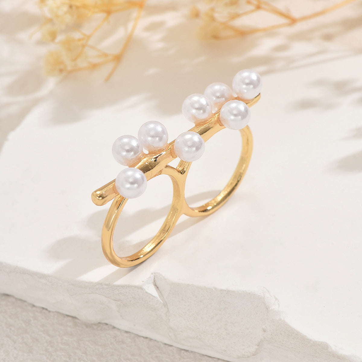 Set di anelli geometrici in lega con perle per donna, minimalista alla moda, impilabile, per l'indice