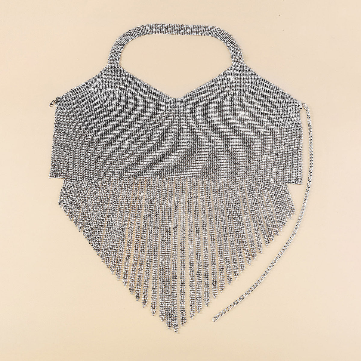 Cadena Corporal Geométrica para Mujer con Base de Aleación, Incrustaciones de Pedrería y Cadena de Aluminio, Longitud Ajustable 55-105.5 cm