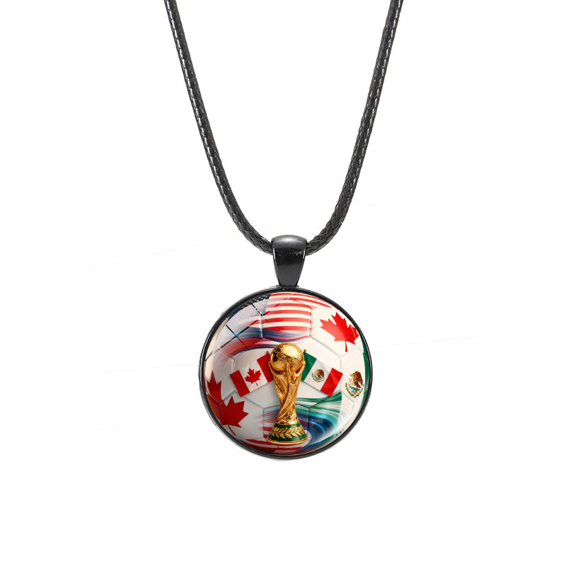Sporty Geometric Crystal Alloy Pendant Necklace Unisex Casual Leather Cord
