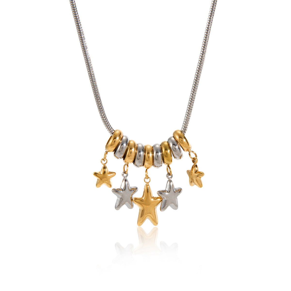 Minimalist Two-Tone Star Stainless Steel PVD Gold Plated Necklace for Women