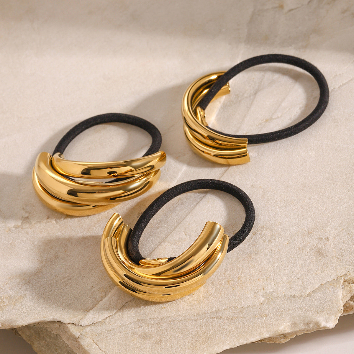Minimalist Geometric Ring-Shaped Stainless Steel Hair Tie with Plated Finish for High Ponytail