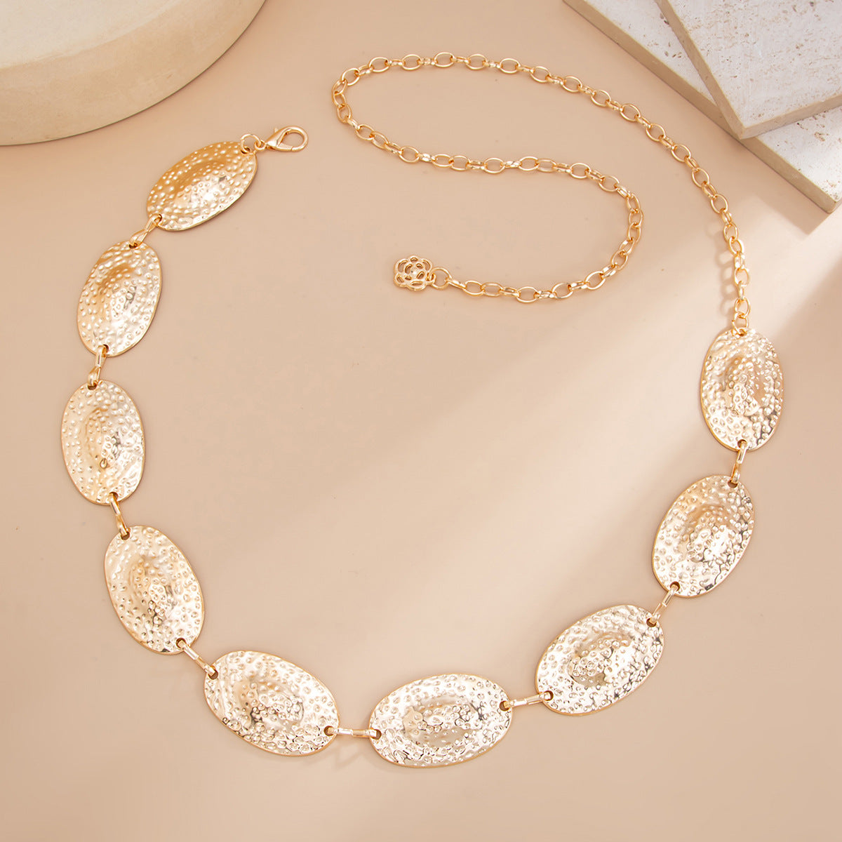 Hip-hop Punk Matte Oval Geometric Iron Body Chain for Women