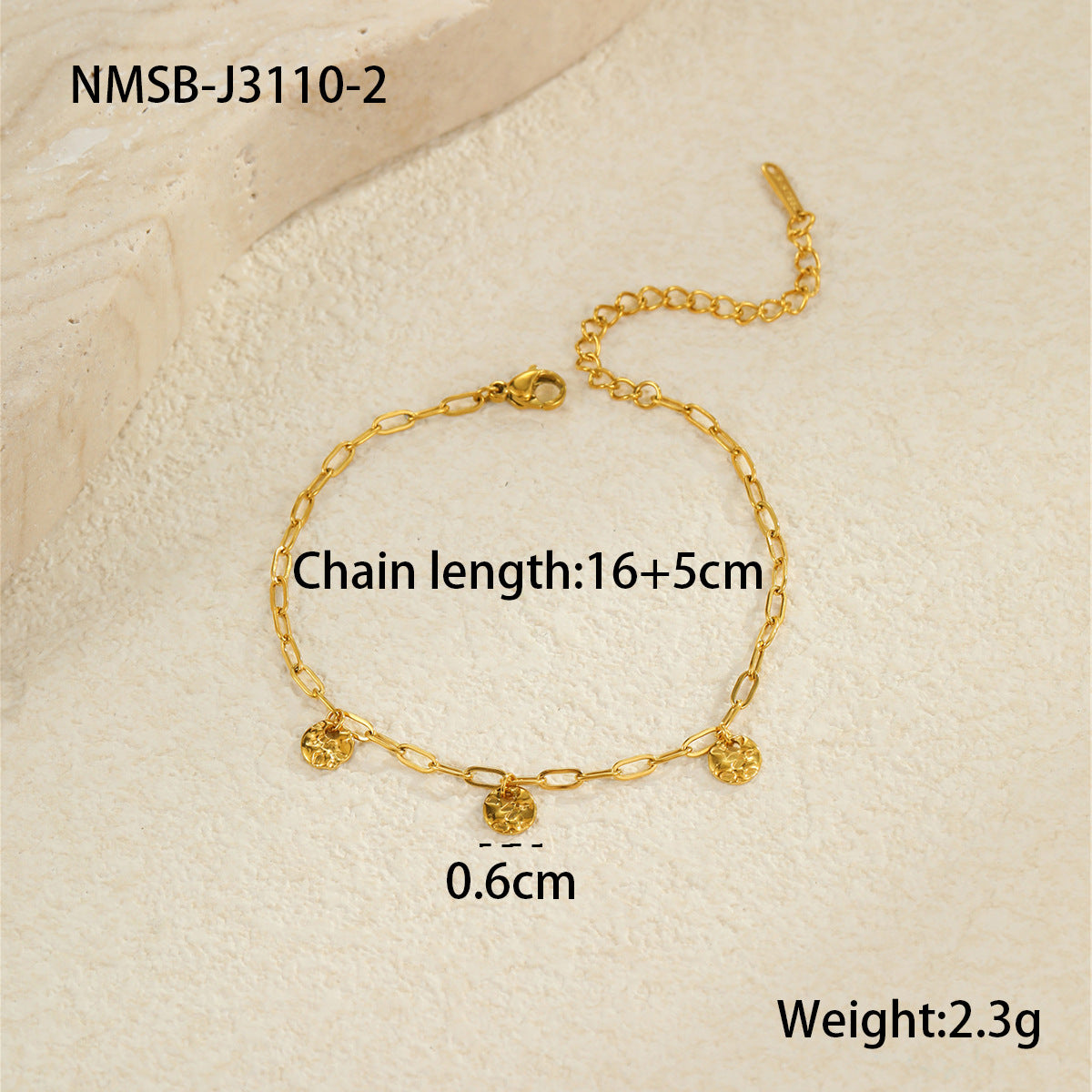 Fashionable Women's Geometric Stainless Steel Bracelet with 18K Gold Plating for Layering Vacation Style Jewelry