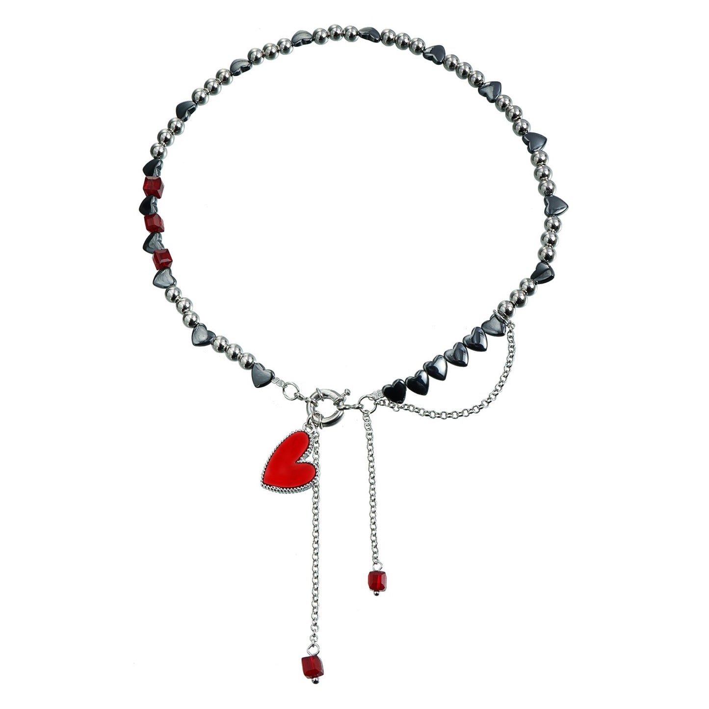Collana con ciondolo a cuore alla moda in lega con finitura placcata per donna, catena per clavicola ispirata agli anni 2000