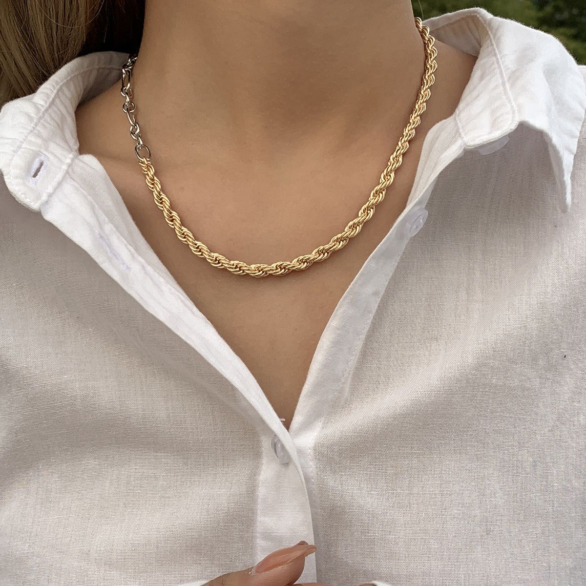 Minimalist Geometric Plated Iron Snake Chain Necklace for Women