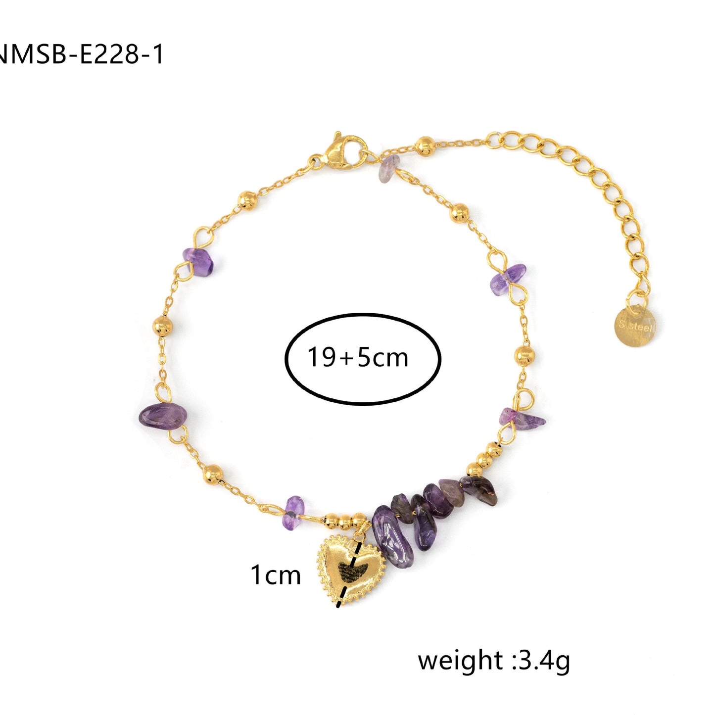 Fashionable Heart-Shaped Titanium Steel Beaded Bracelet with Plated Finish for Women