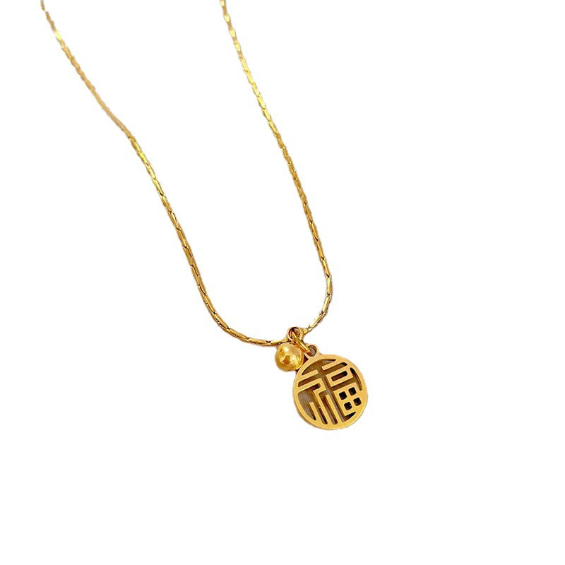 Minimalist Geometric Titanium Steel Plated Collar Chain Necklace for Unisex