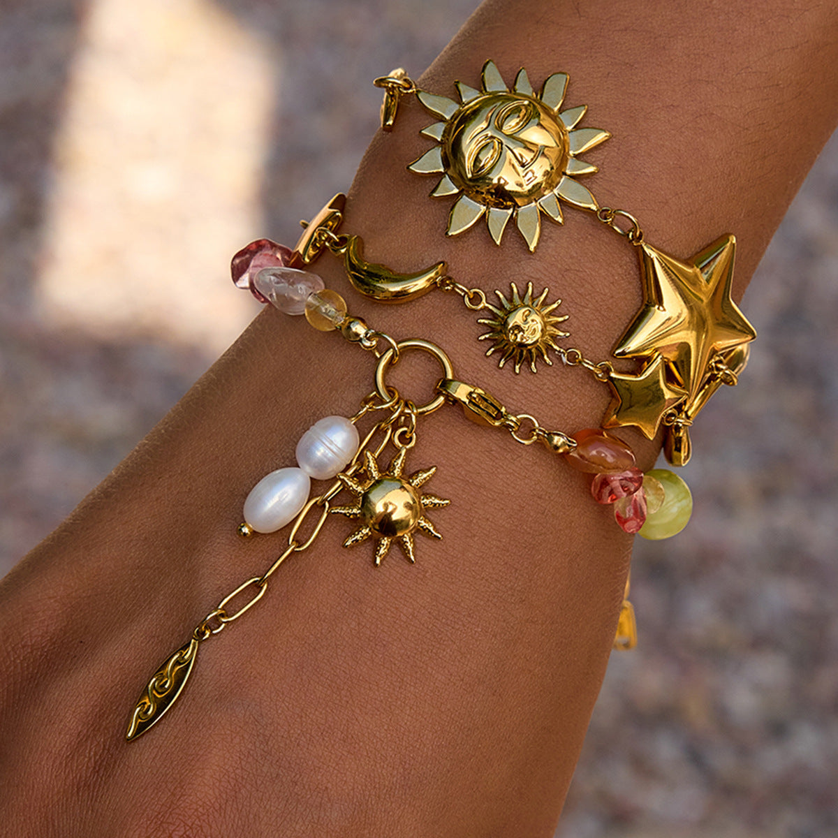 Pulsera minimalista de acero inoxidable con forma de estrella para mujer con acabado chapado, diseño geométrico, accesorio de moda de lujo