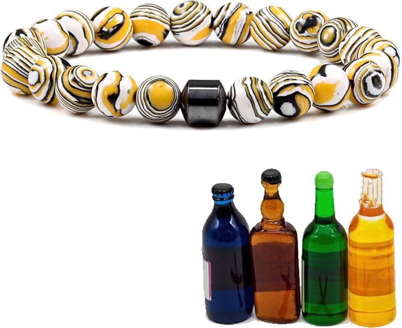 Unisex Magnetic White Pine Black Matte Tiger Eye Agate Beaded Bracelet Geometric Round Gemstone Jewelry