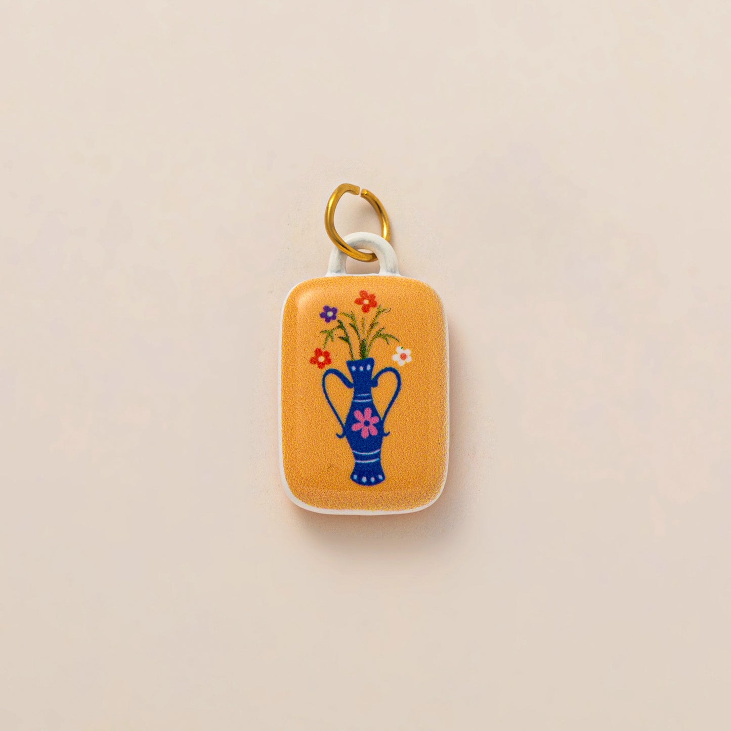 Vintage Cartoon 18K Gold Plated Drip Oil Stainless Steel Charm Bar for Women