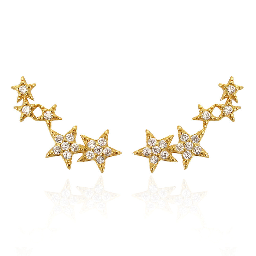 Orecchini a perno a forma di stella Sweet-Edgy in argento sterling S925 con intarsio di strass da donna