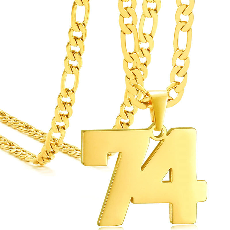 Minimalist Numeric Pendant Necklace for Men and Women Stainless Steel Chain with Polished Titanium Steel Charm