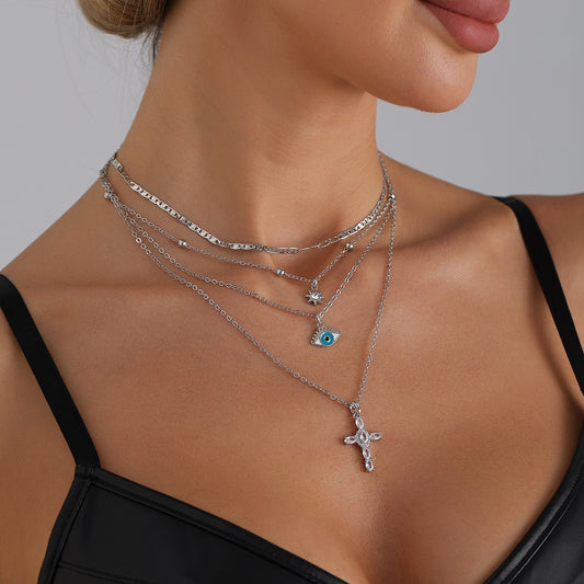 Sexy Streetwear Cross Heart Geometric Alloy Plated Choker Necklace for Women
