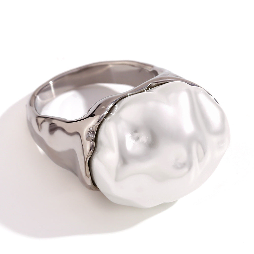 Vintage Style Geometric Acrylic Accent Ring in Stainless Steel with Plating for Women