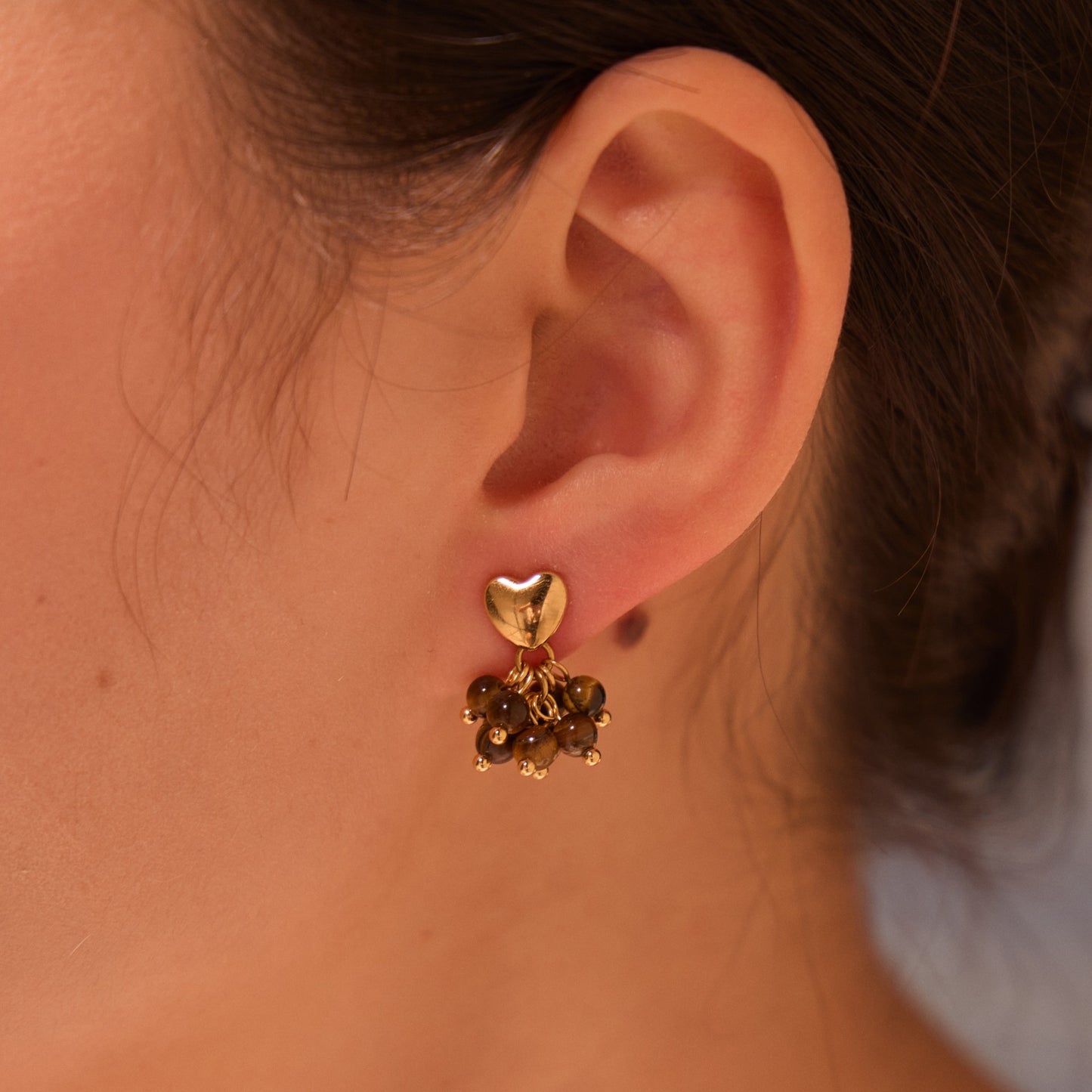 Vintage-Inspired Minimalist Stainless Steel Beaded Earrings with Heart and Geometric Shapes Electroplated for Women