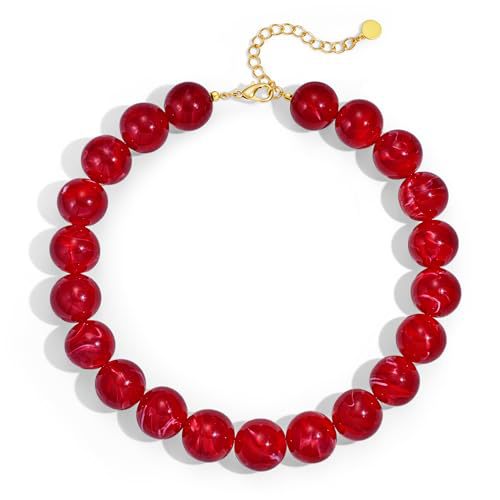Casual Round Acrylic Bead Necklace Polished Ball Chain Women's Fashion Choker