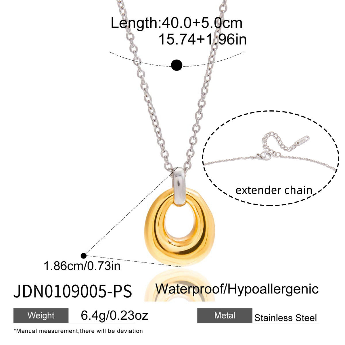 Collana Minimalista Geometrica in Acciaio al Titanio con Placcatura in Oro PVD Sottovuoto per Donna Catena a Clavicola in Acciaio Inossidabile