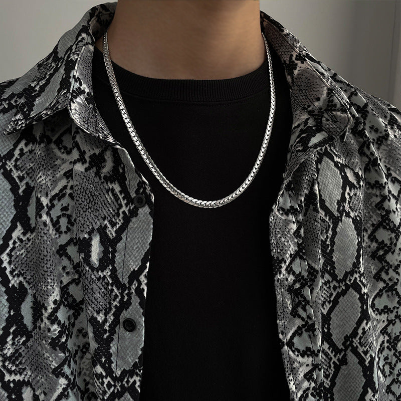 Collana a maglie cubane geometriche in stile Hip Hop per uomo e donna in acciaio al titanio con finitura lucida