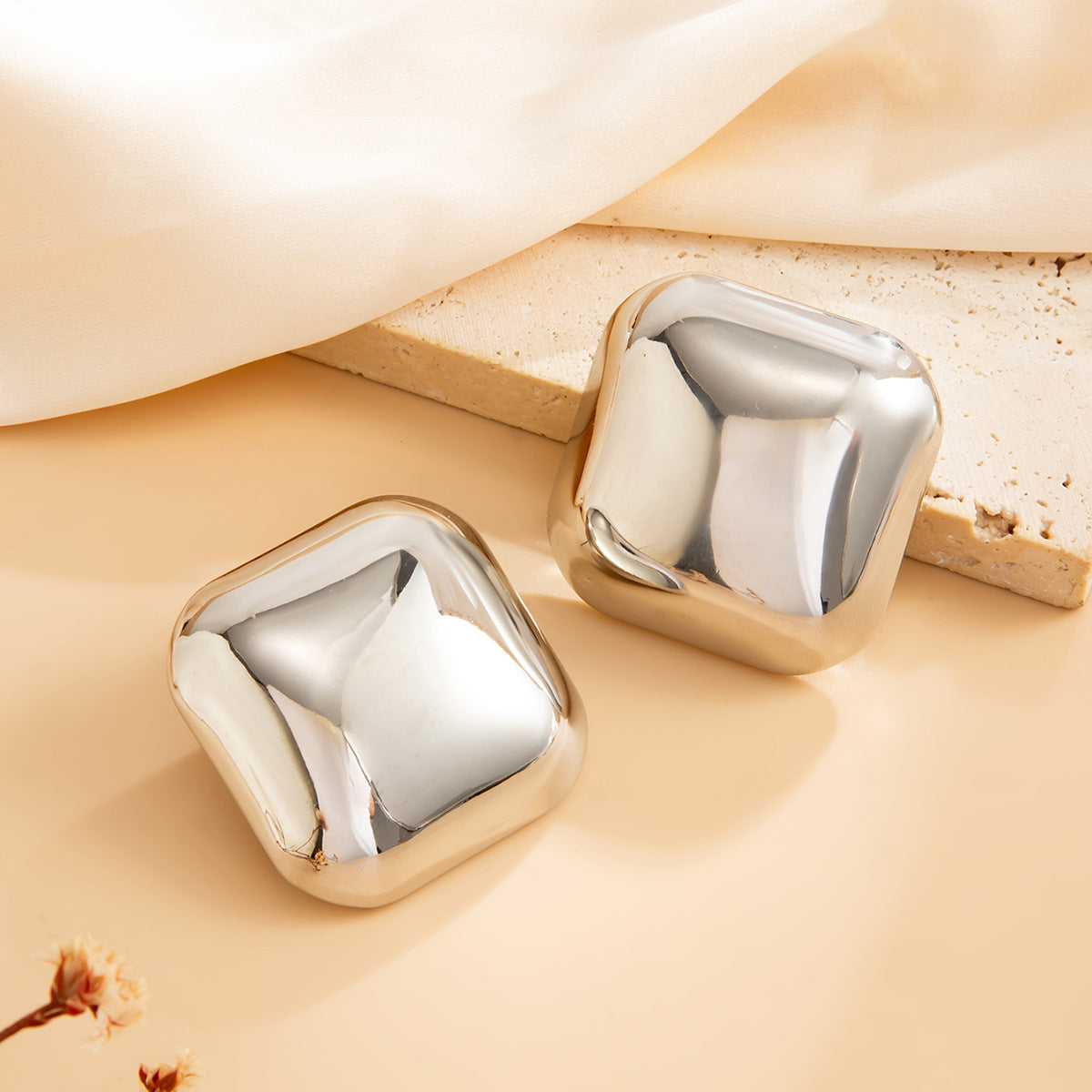 Minimalist Geometric Square Plated Iron Earrings for Women