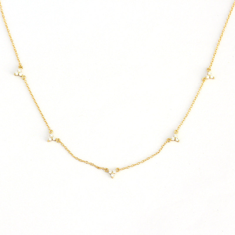 Minimalist Geometric S925 Sterling Silver Pendant Necklace with Micro-Pavé Zirconia, Clavicle Chain