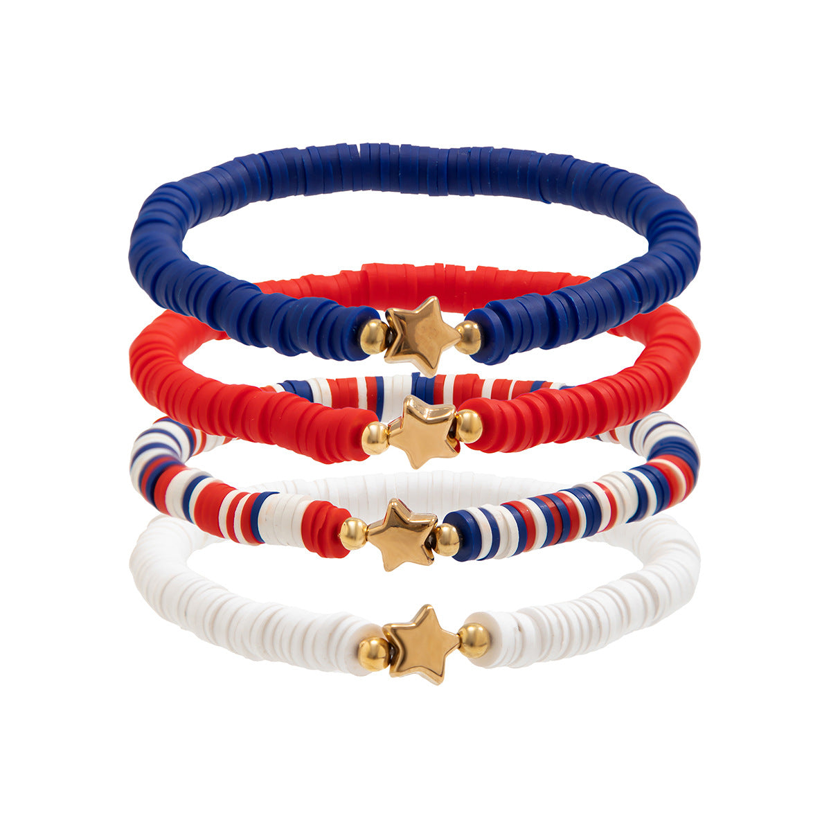 Colorful Resin Letter Star Geometric Beaded Bracelet Set for Women