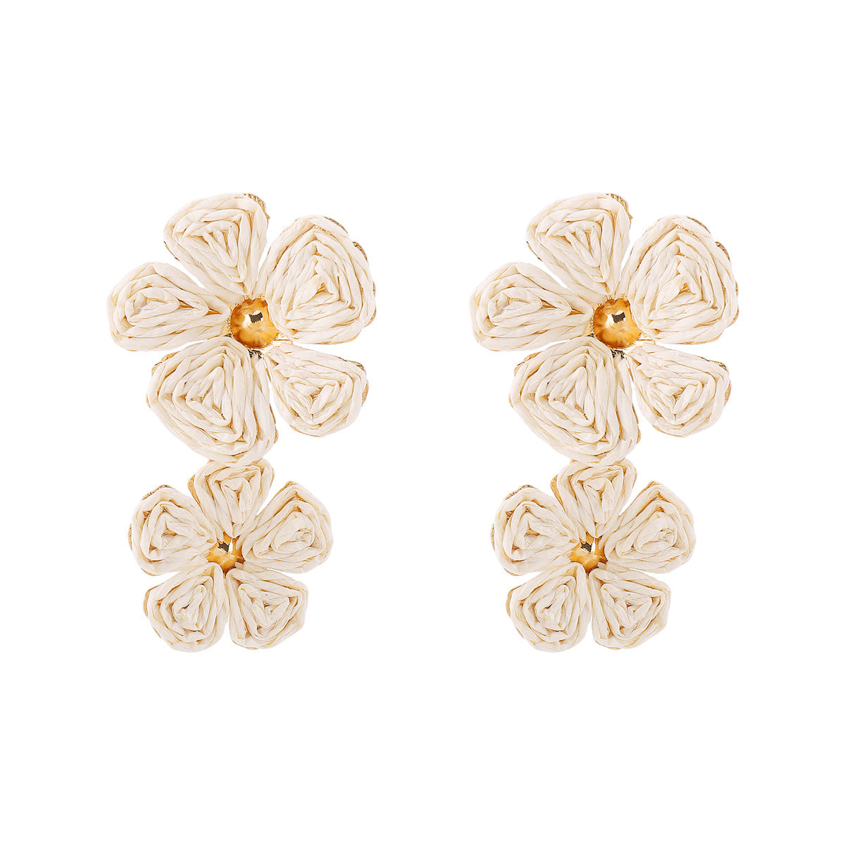 Orecchini con girasole Sweet Floral in lega e rafia per accessori fotografici da viaggio per le vacanze estive