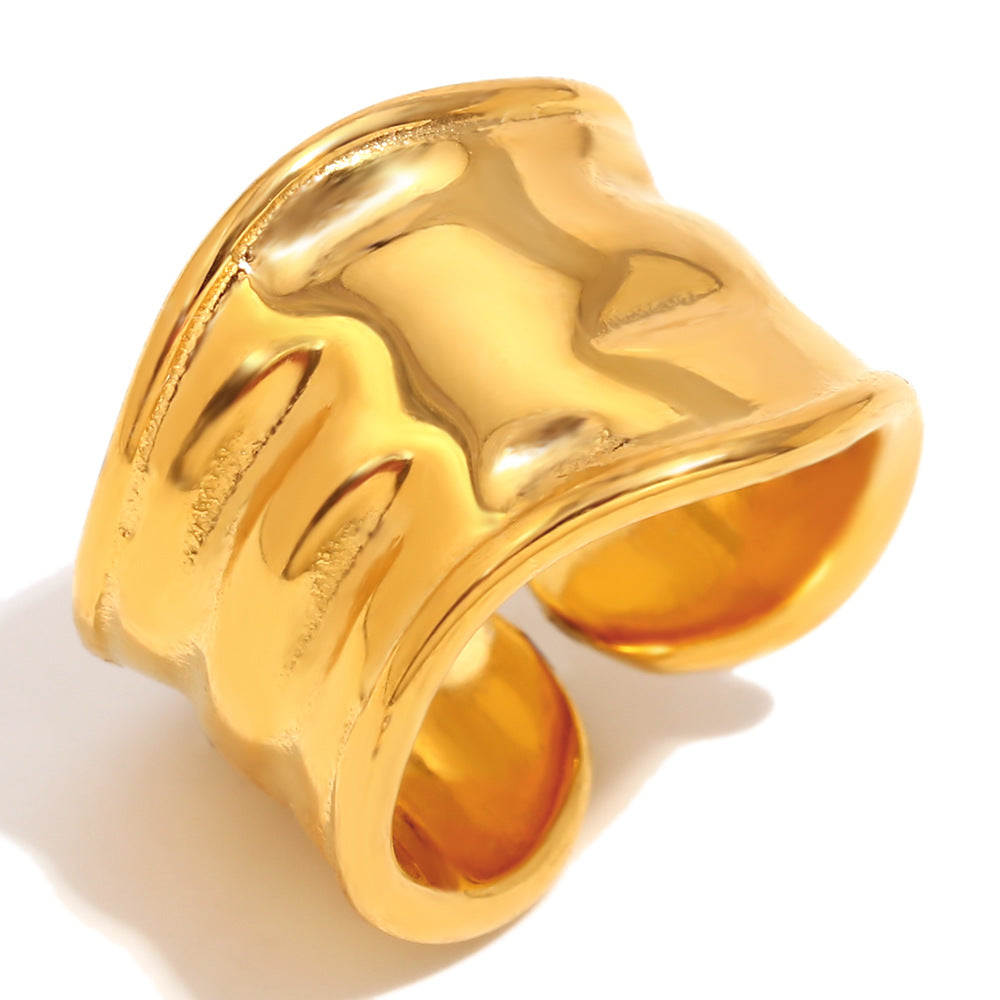 Anello da donna in acciaio inossidabile geometrico minimalista placcato in oro 18 carati