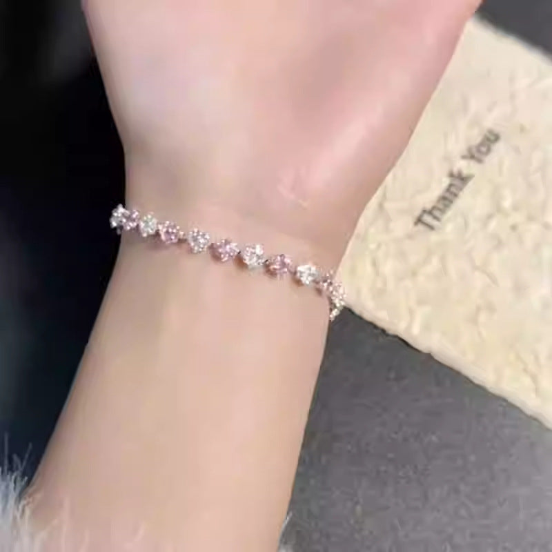 Luxury Fashion Rhinestone Hexagram Diamond Shape Bracelet for Women with Snap Clasp