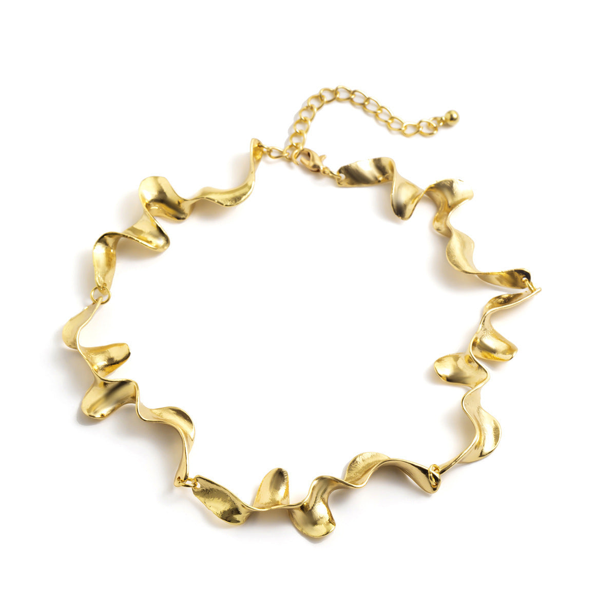 Collana girocollo da donna in lega con texture liquida, lava, geometrica e ritorta, minimalista con catena ondulata